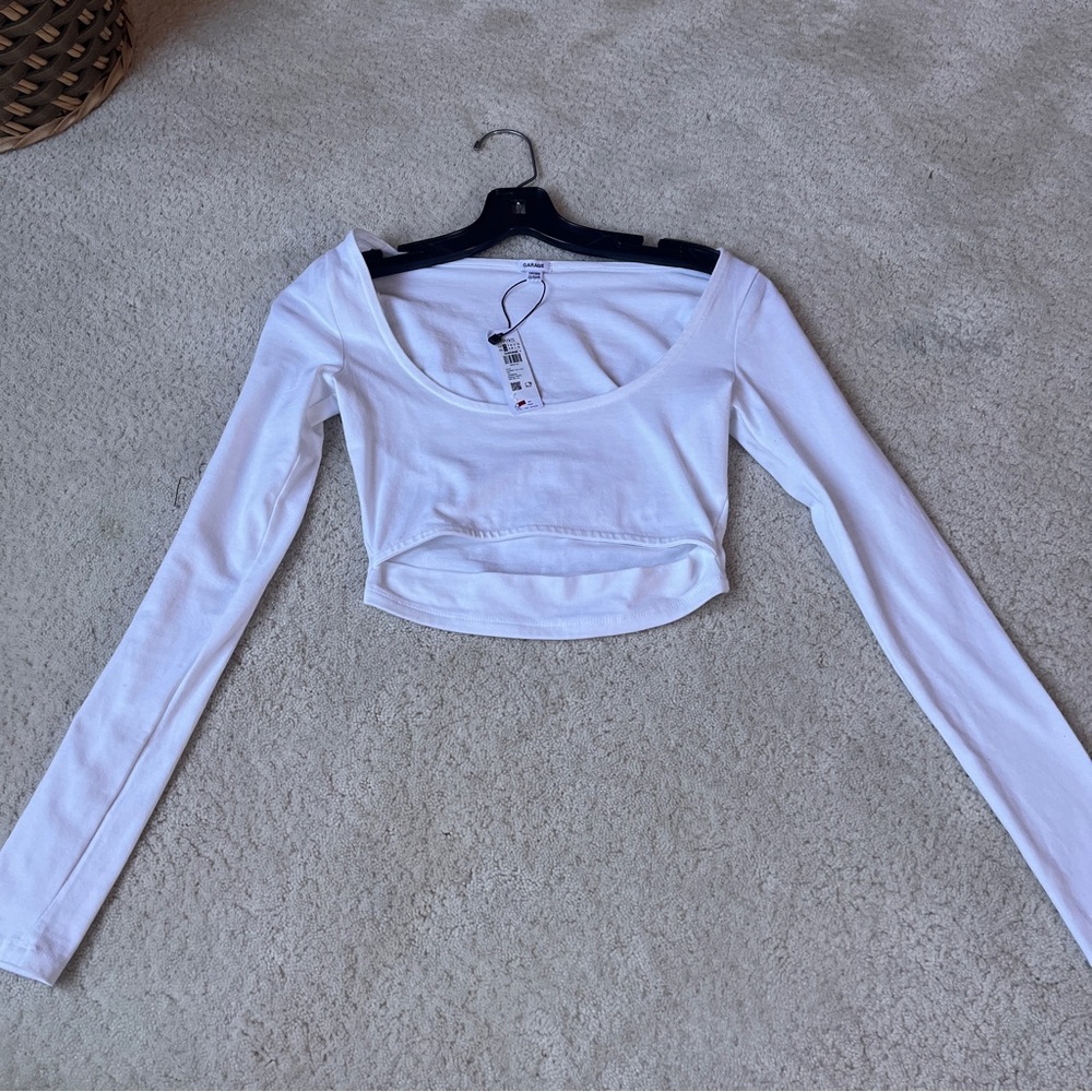 White Long Sleeve Crop Top